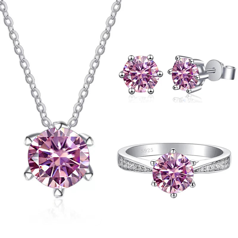 JoyceJelly 1CT D VVS Moissanite Jewelry Set