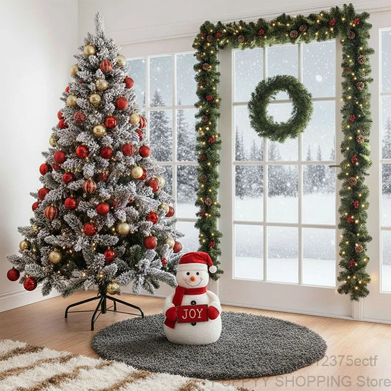 🎀 2.7M Pinecone & Red Berry Christmas Garland – Décor de Noël Élégant
