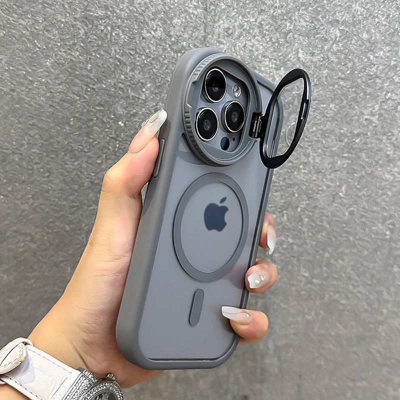 Foldable Glass Lens iPhone Case – Magnetic, Shockproof, Magsafe Compatible