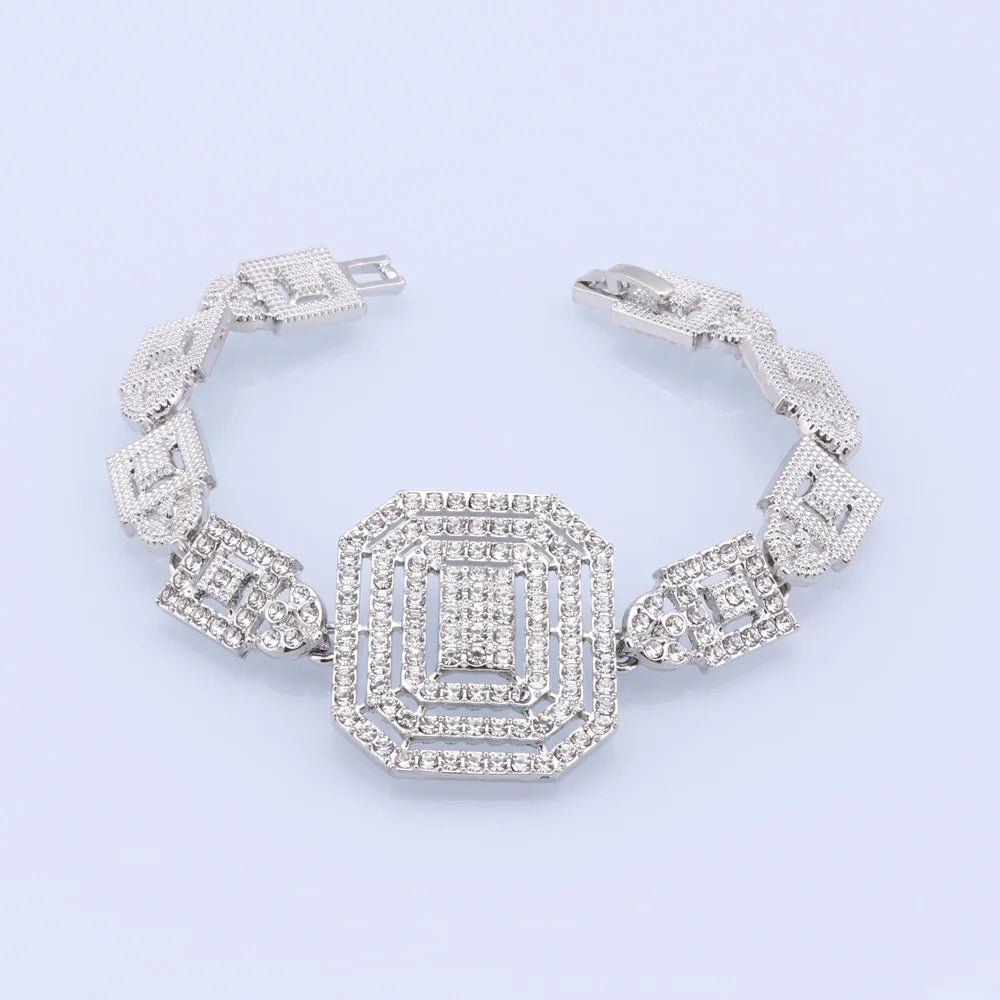 CYNTHIA Silver Plated Jewelry Set – Necklace, Earrings, Bracelet & Ring