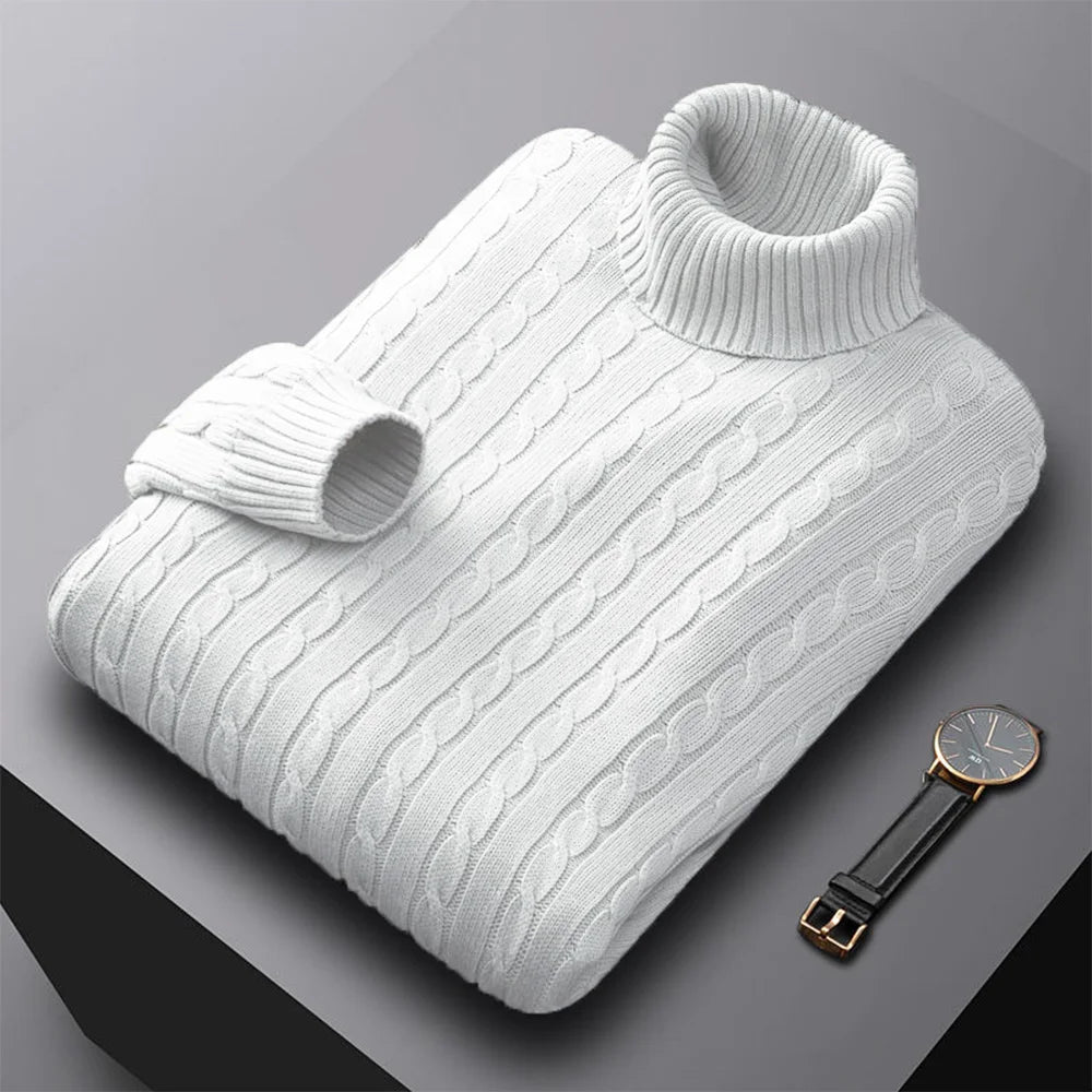 Men's Turtleneck Sweater – Solid Color, High Neck, Knitted, Casual, Fall/Winter