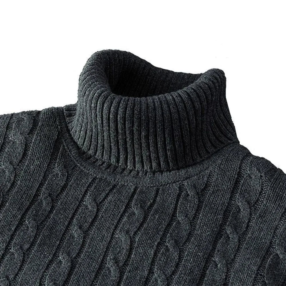 Men's Turtleneck Sweater – Solid Color, High Neck, Knitted, Casual, Fall/Winter