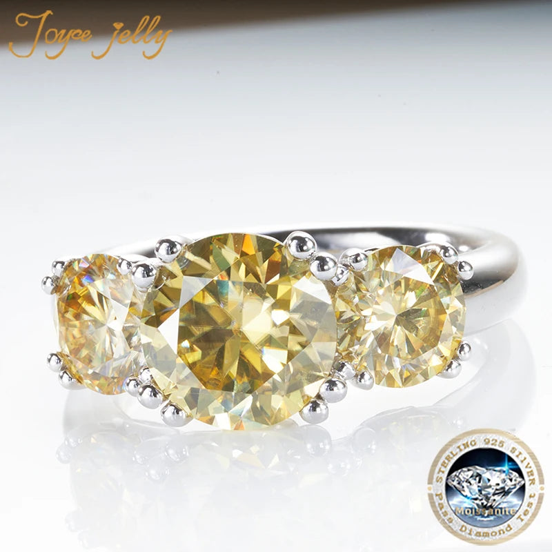 JoyceJelly 5Carat Total VVS 3EX Cut Moissanite Diamond Ring For Women Timeless Trends Sterling S925 Silver Jewelry Wedding Bands