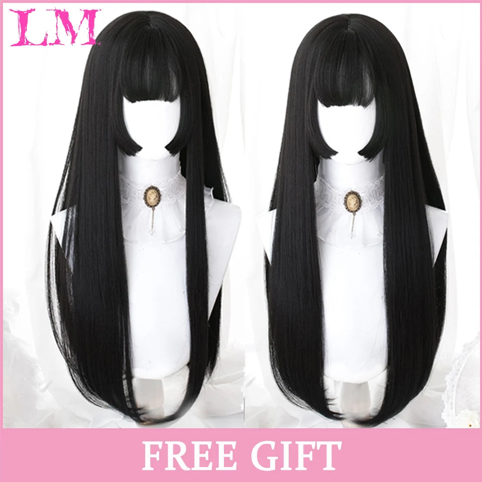 LM Cosplay Wig – 24" Long, Straight Pink, Bangs, Heat-Resistant