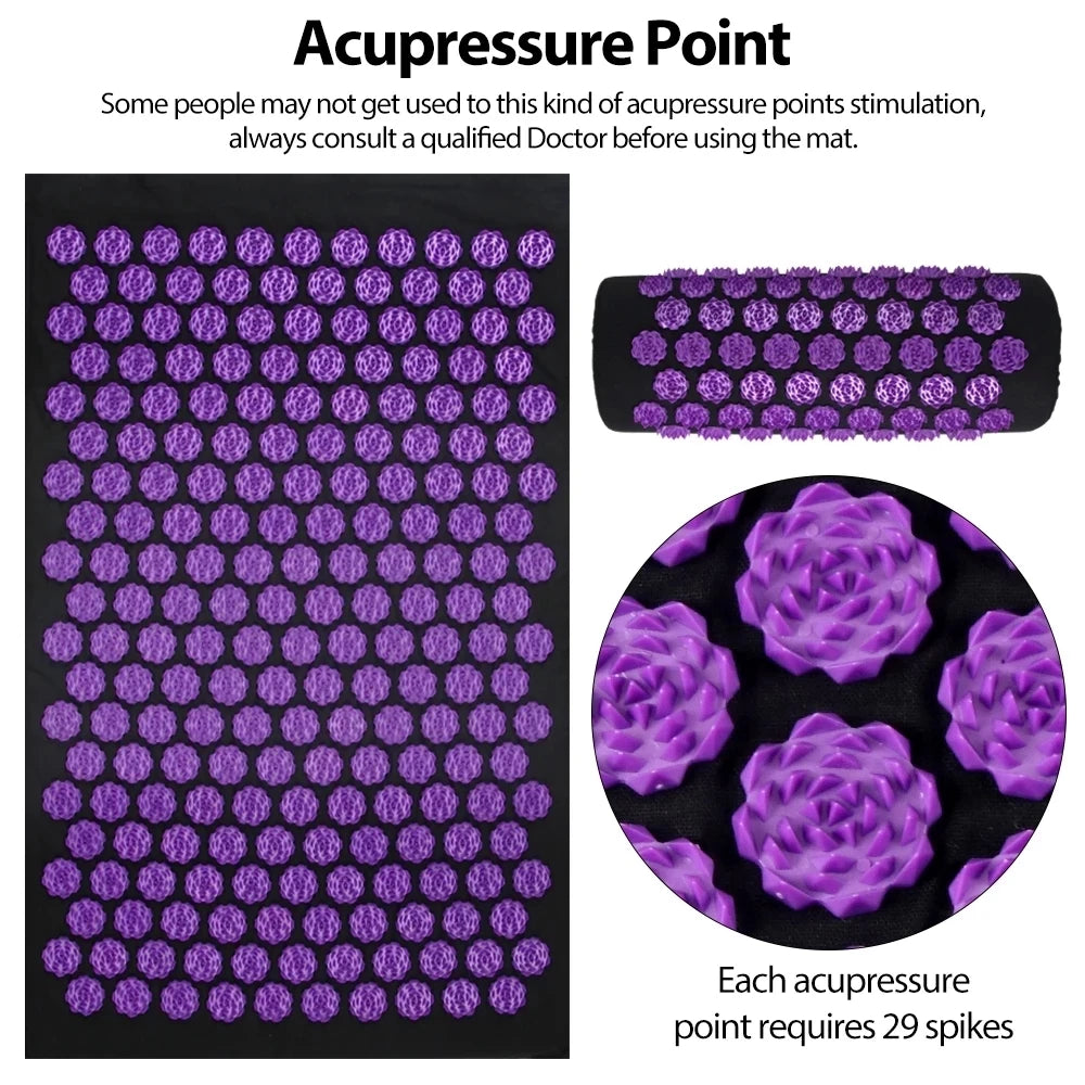Acupressure Yoga Mat – Kuznetsov Applicator, Spikes Cushion, Foot & Body Massage