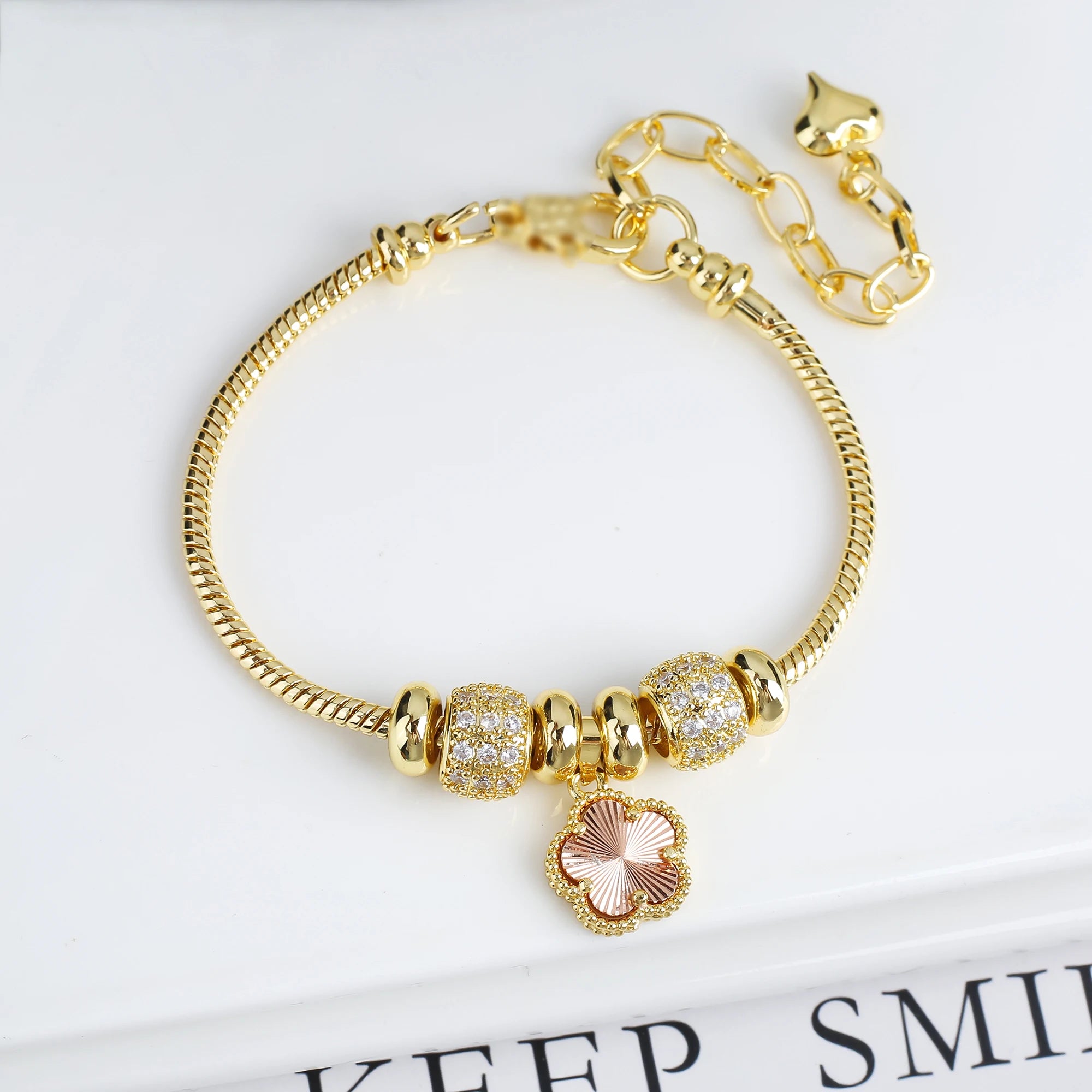 5-Leaf Clover Woven Chain Bracelet – Women’s Luxury Jewelry