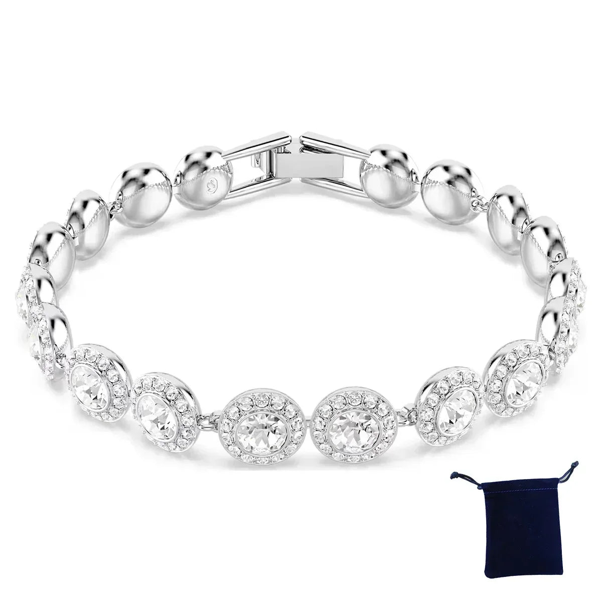 Women's Classic Diamond Round Crystal Necklace Set – S925 Silver