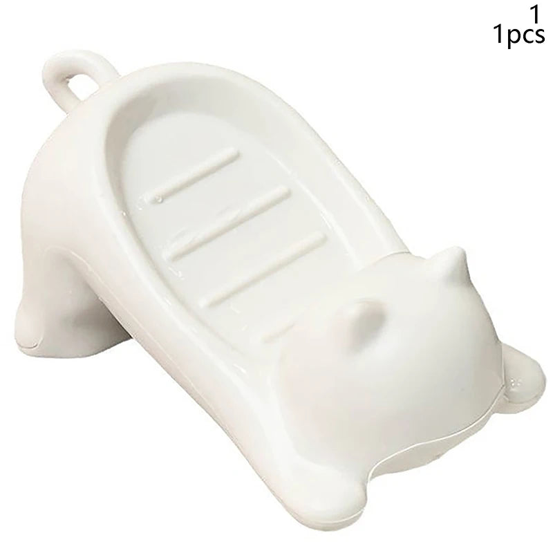 Cat-Themed Plastic Soap Dish – Cute Bathroom & Toilet Accessory