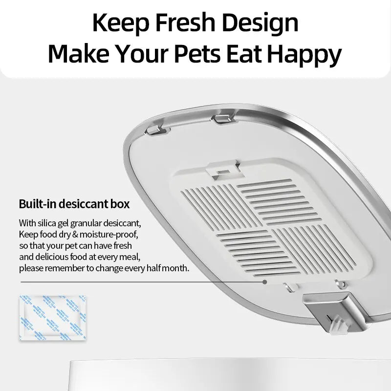 ROJECO Smart Automatic Cat Feeder – WiFi, Remote Control, Kibble Dispenser for Cats & Dogs