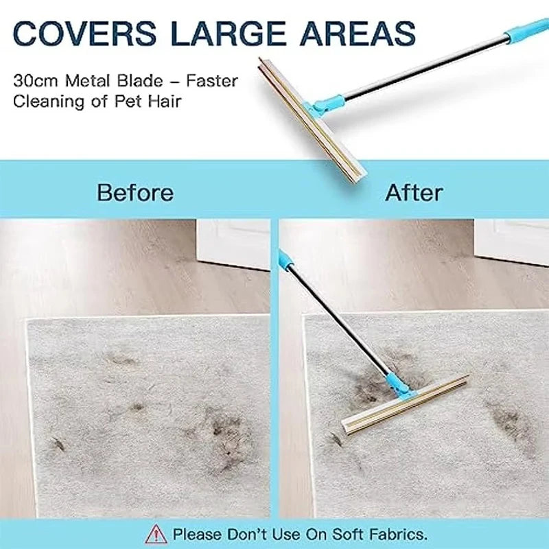 Pet Hair Remover Set with Telescopic Handle & 180° Rotation