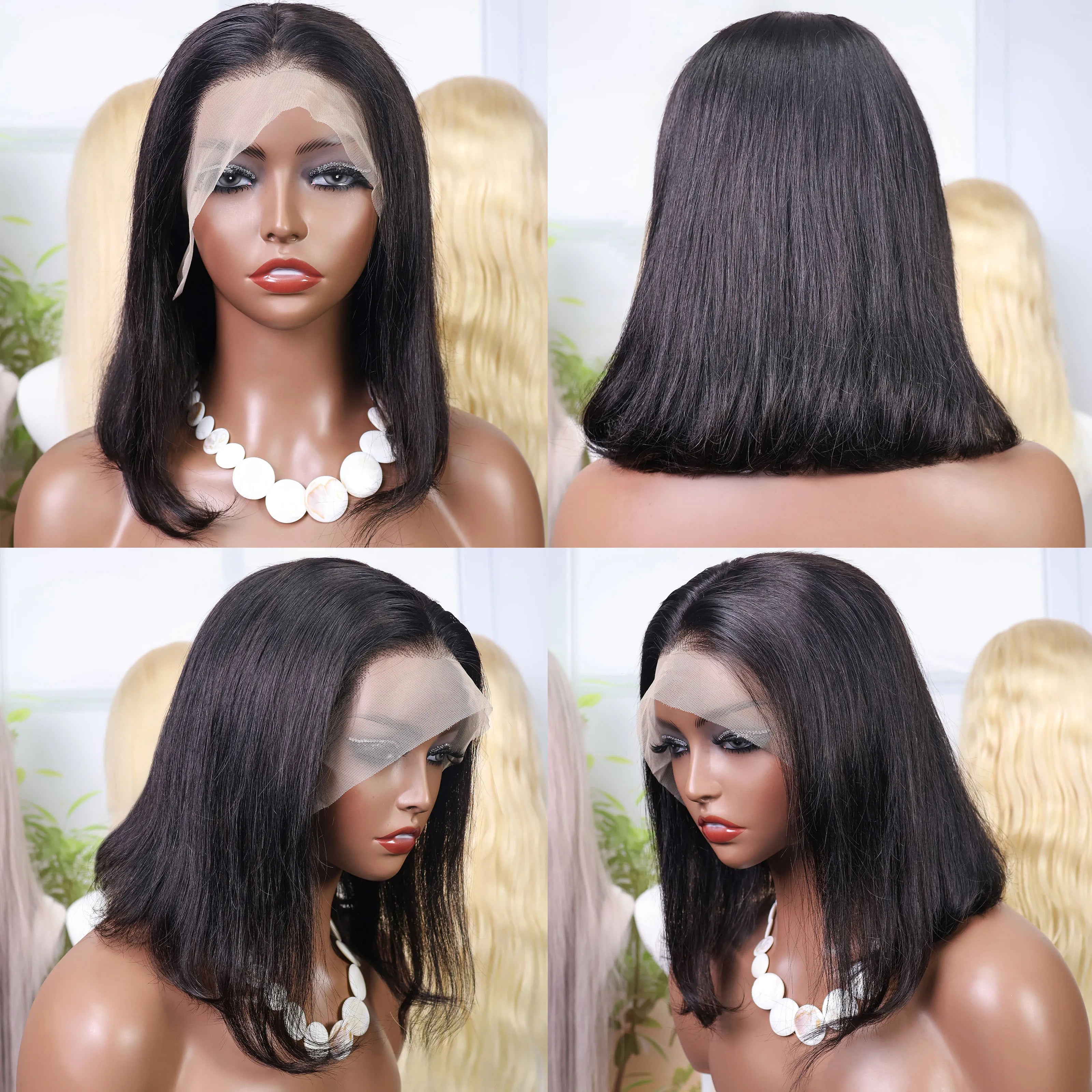 Bone Straight Bob Wig – 13x4 Lace, Transparent, Pre-Plucked, 200% Density, Human Hair