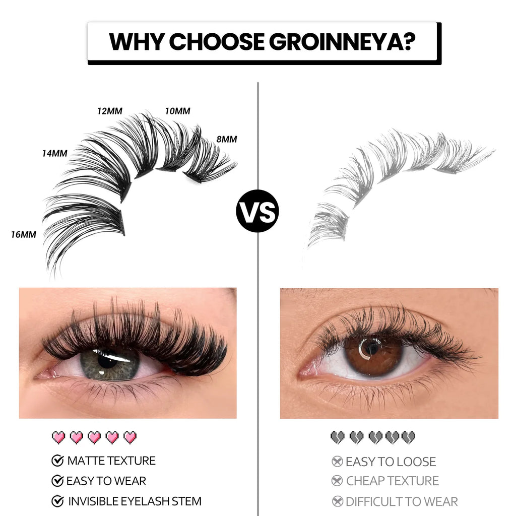 280 Clusters Individual Lashes Natural Look Soft Curly Fluffy Cluster Lashes DIY Eyelash Extension Personal Eyelash Makeup Tool