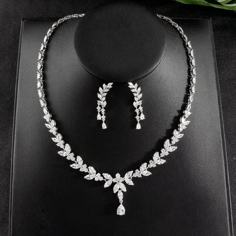 ZAKOL Luxury Cubic Zirconia Earrings & Necklace Set
