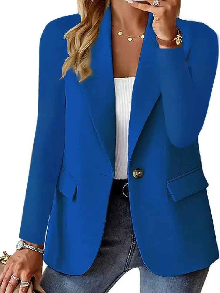 👔 Solid Button Suit Coat – Manteau Chic Décontracté Femme