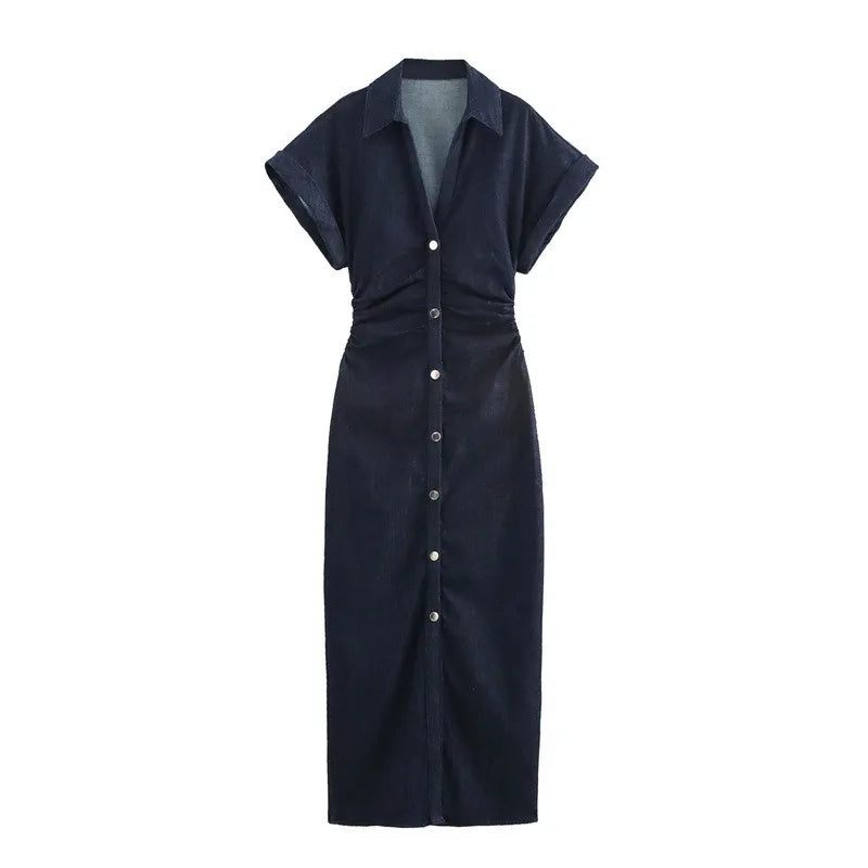 Summer Women's V-Neck Slim Fit Denim Dress