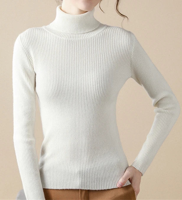 Pull Femme Col Roulé – Automne, Tricot Doux, Cachemire, Basique, Nouveau