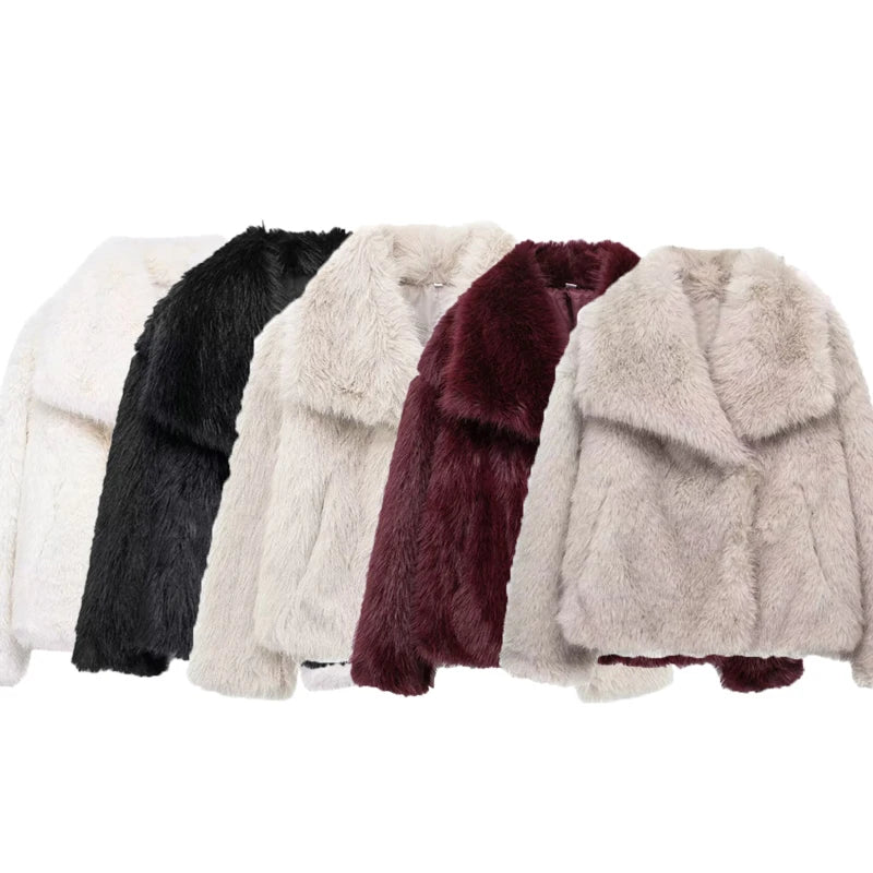 HXAO Women's Winter Faux Fur Coat 2024 – Plush Fluffy Autumn Jacket