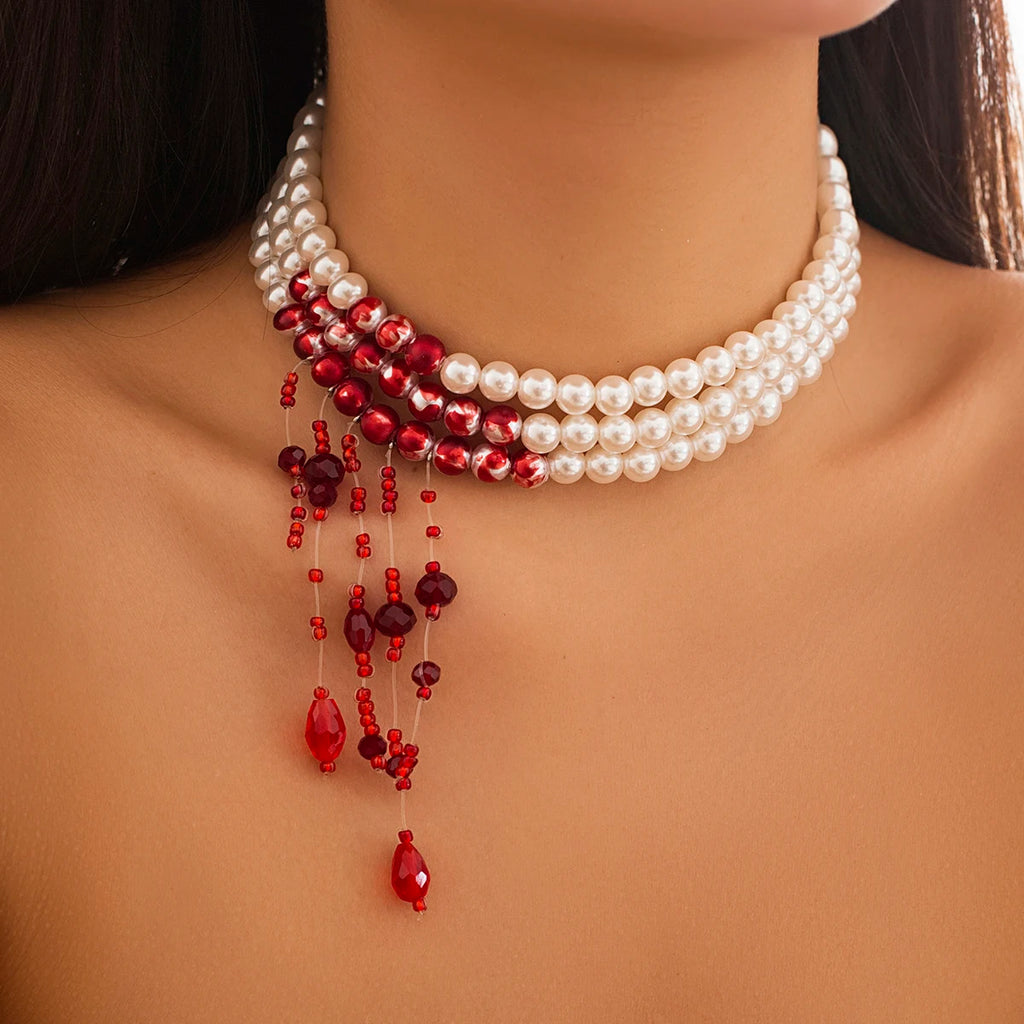 Rouge Mystique – Layered Tassel Necklace