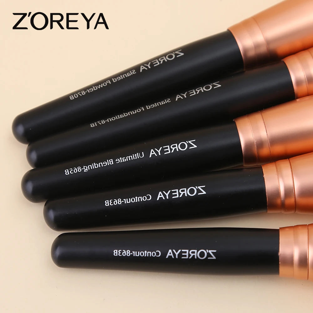 ZOREYA 15PCS Makeup Brush Set – Eyeshadow, Foundation, Contour, Lip, Premium Synthetic Kabuki