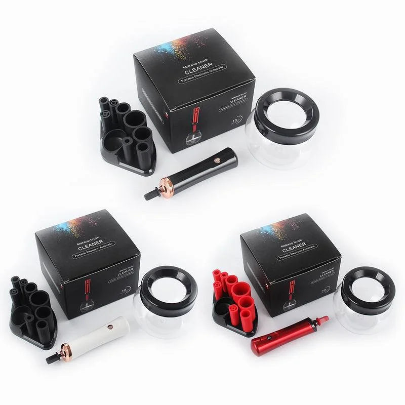 Black Electric Makeup Brush Cleaner – Fast Wash & Dry, Professional Tool