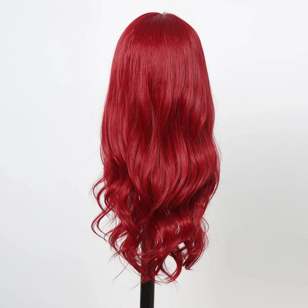 Red Synthetic Wig – Long Wavy, Natural Hairline, Heat-Resistant, Daily/Party/Cosplay