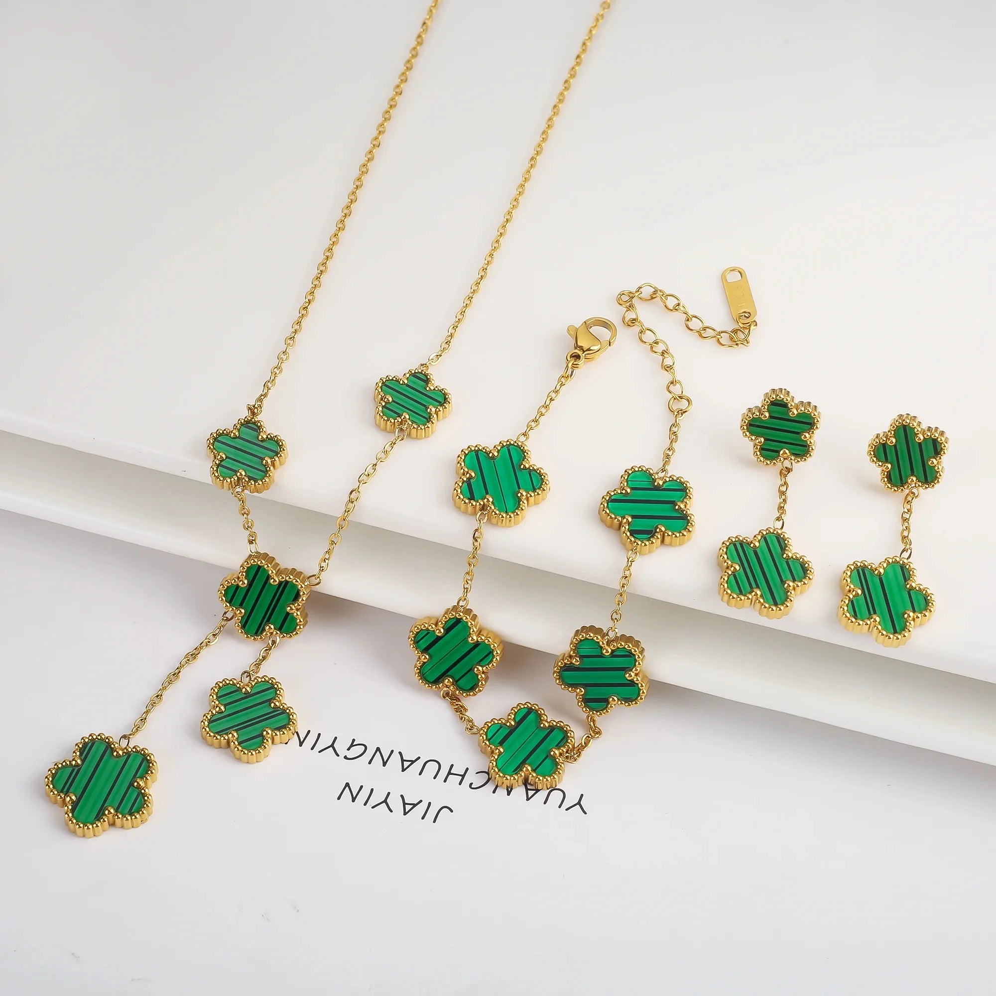 Clover Five-Leaf Stainless Steel Jewelry Set for Women