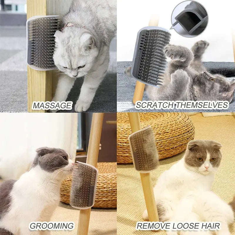 Cat Corner Brush – Hair Removal, Removable Scratcher, Grooming Comb