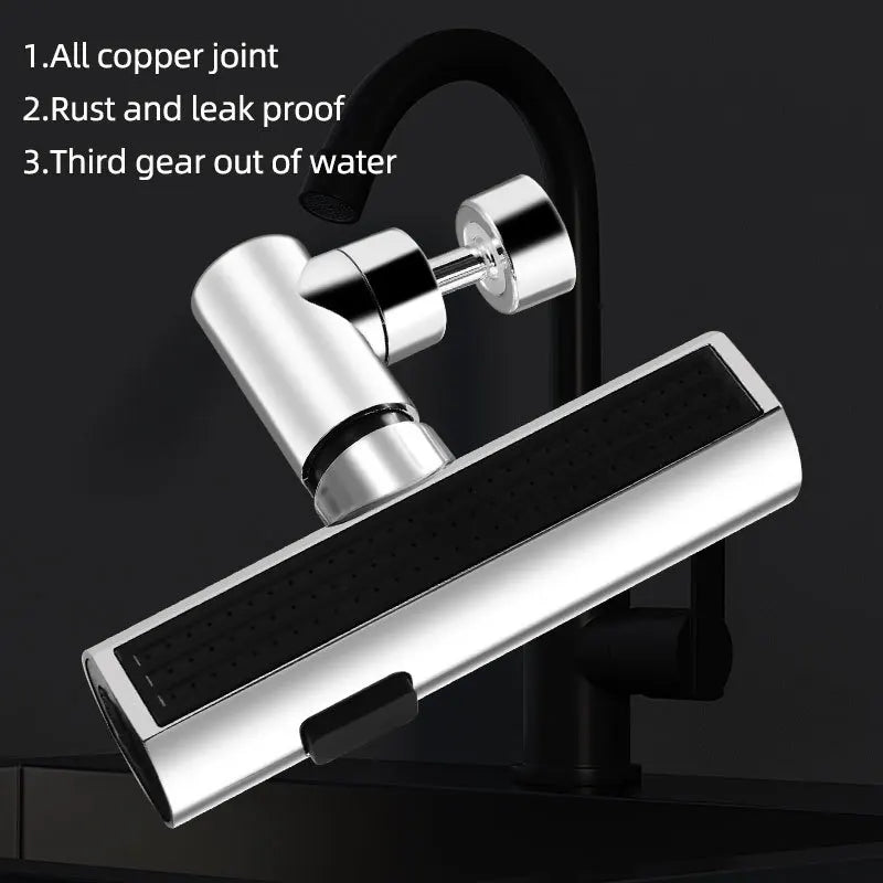 Kitchen Waterfall Swivel Faucet – Three-Mode Splash-Proof Extension Nozzle