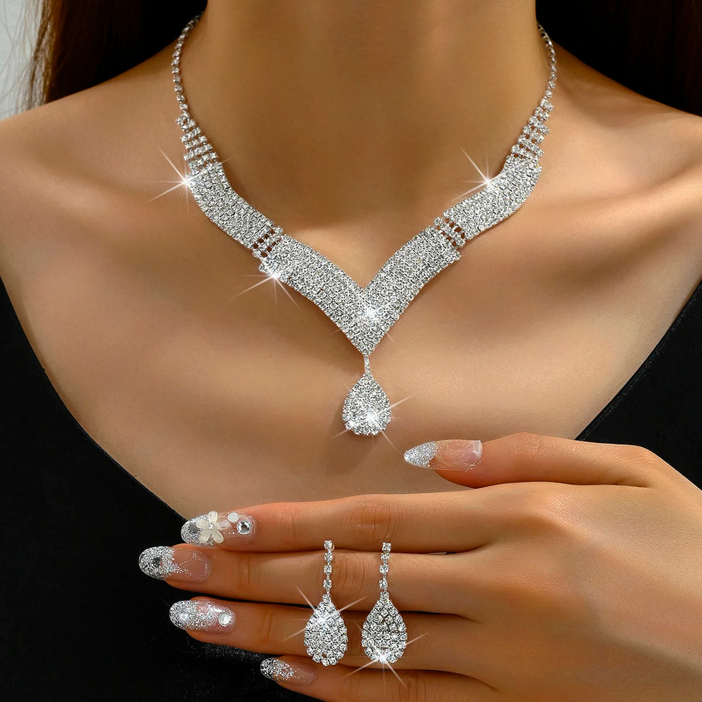 3pcs Rhinestone Jewelry Set for Women’s Weddings