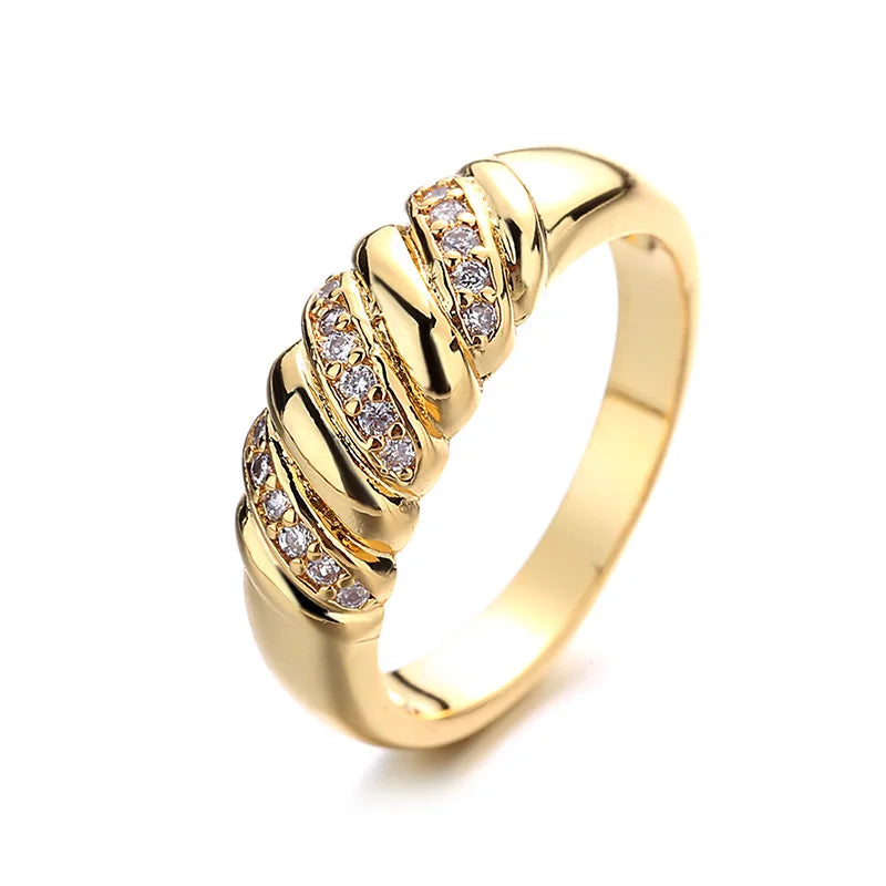 ZHOUYANG Vintage Gold Chunky Croissant Ring for Women