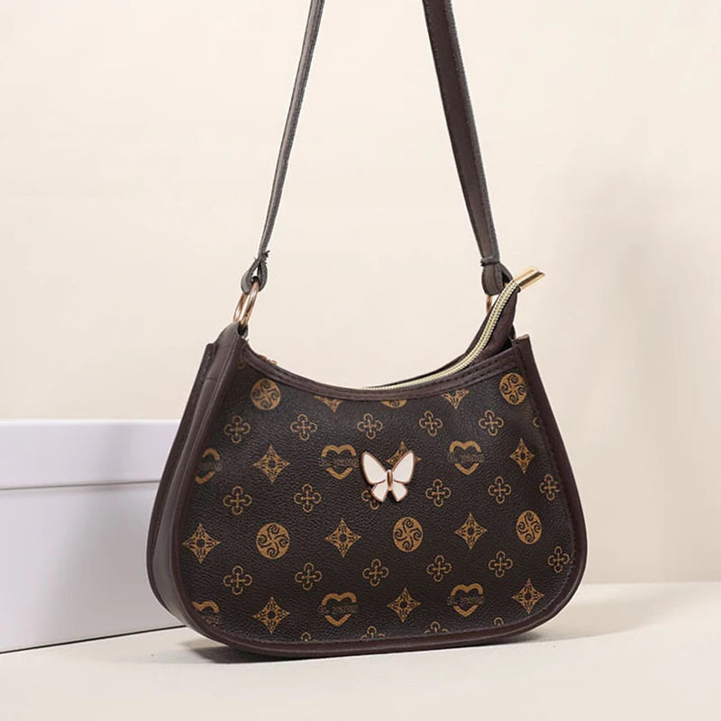 Premium Crescent Shoulder Bag – Butterfly Decor Women’s Handbag