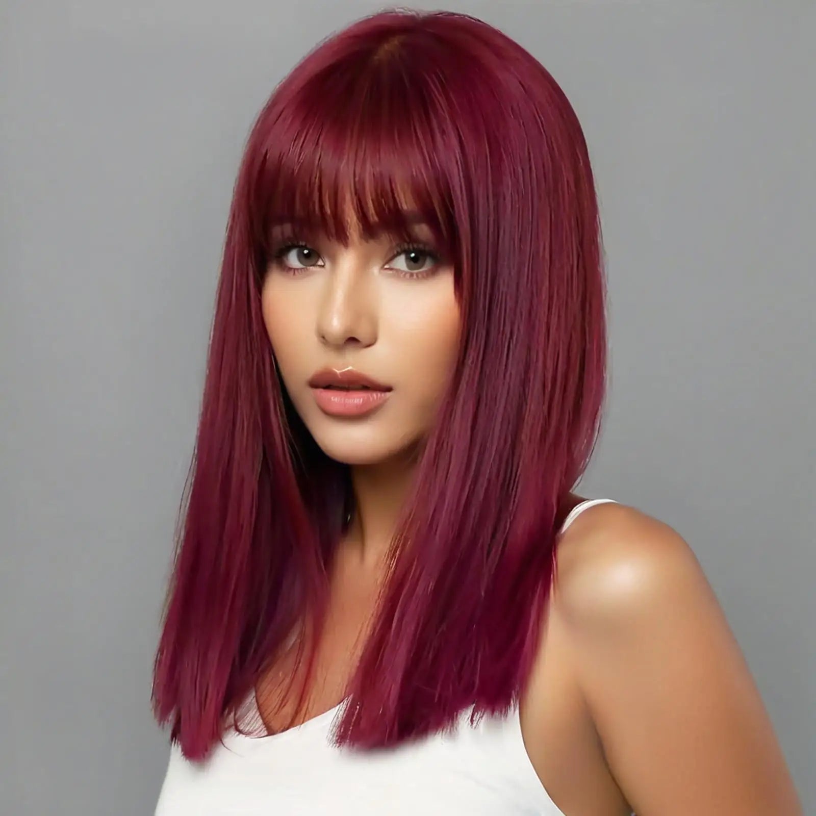 Red Synthetic Wig – Long Wavy, Natural Hairline, Heat-Resistant, Daily/Party/Cosplay