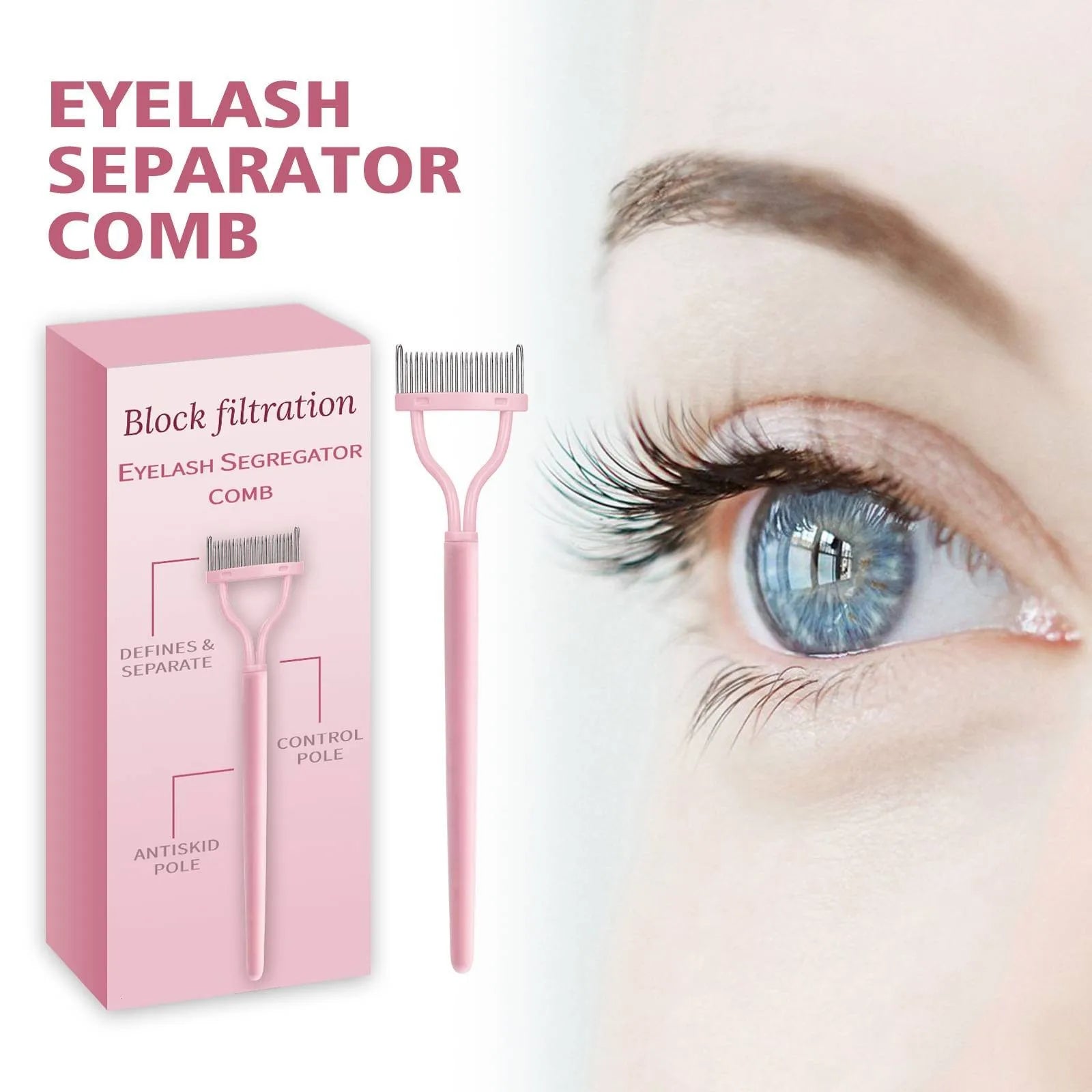 Portable Eyelash Brush Comb – Collapsible, Stainless Steel, Mascara & Curl Tool