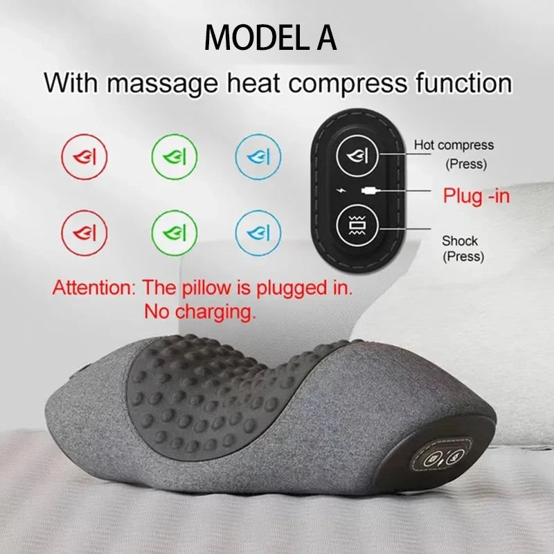 Electric Neck Massager Pillow – Hot Compress, Heating & Vibration, Cervical & Shoulder Massage, Back Traction