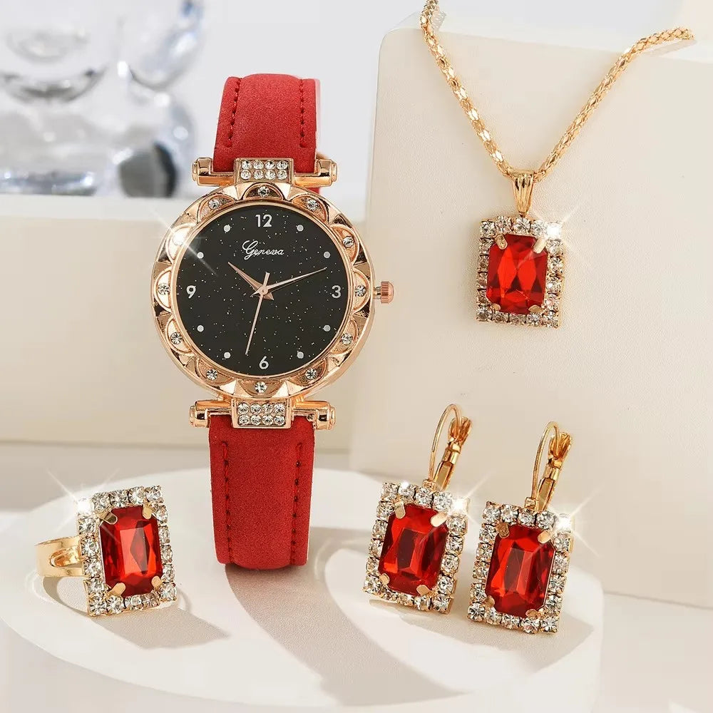 Élégance Brillante – 5-Piece Rhinestone Watch Set
