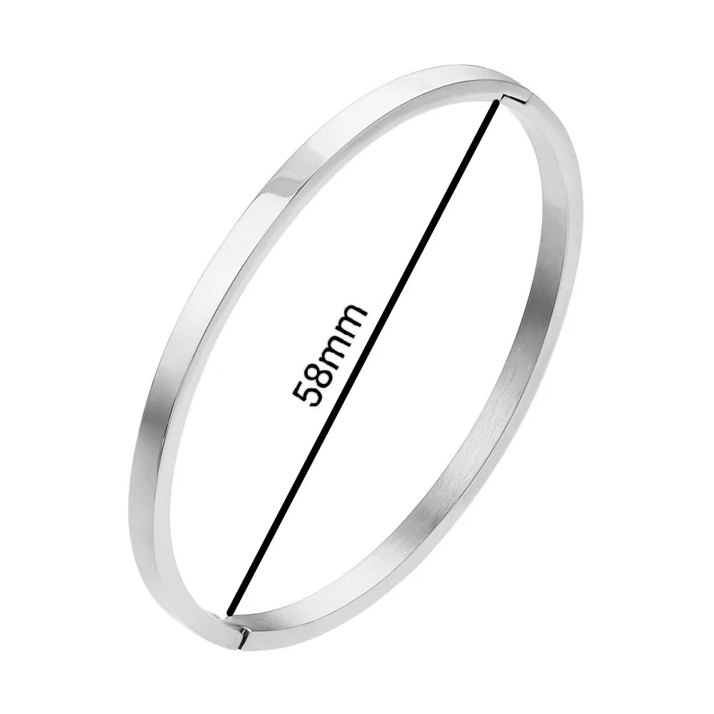 Oval Smooth Stainless Steel Bangle. 18k Gold Color Charm Jewelry Gifts Wholesale