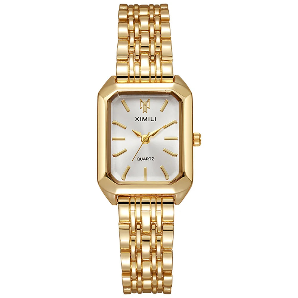 Élégance Carrée – Gold Plated Quartz Watch