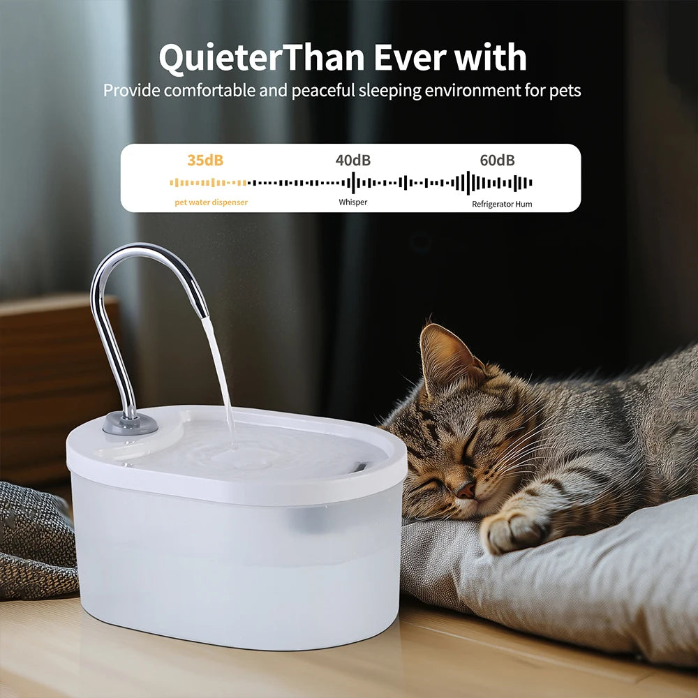 Pet Water Fountain 3L – LED, Ultra-Quiet, Filtered, Smart Automatic Dispenser for Cats