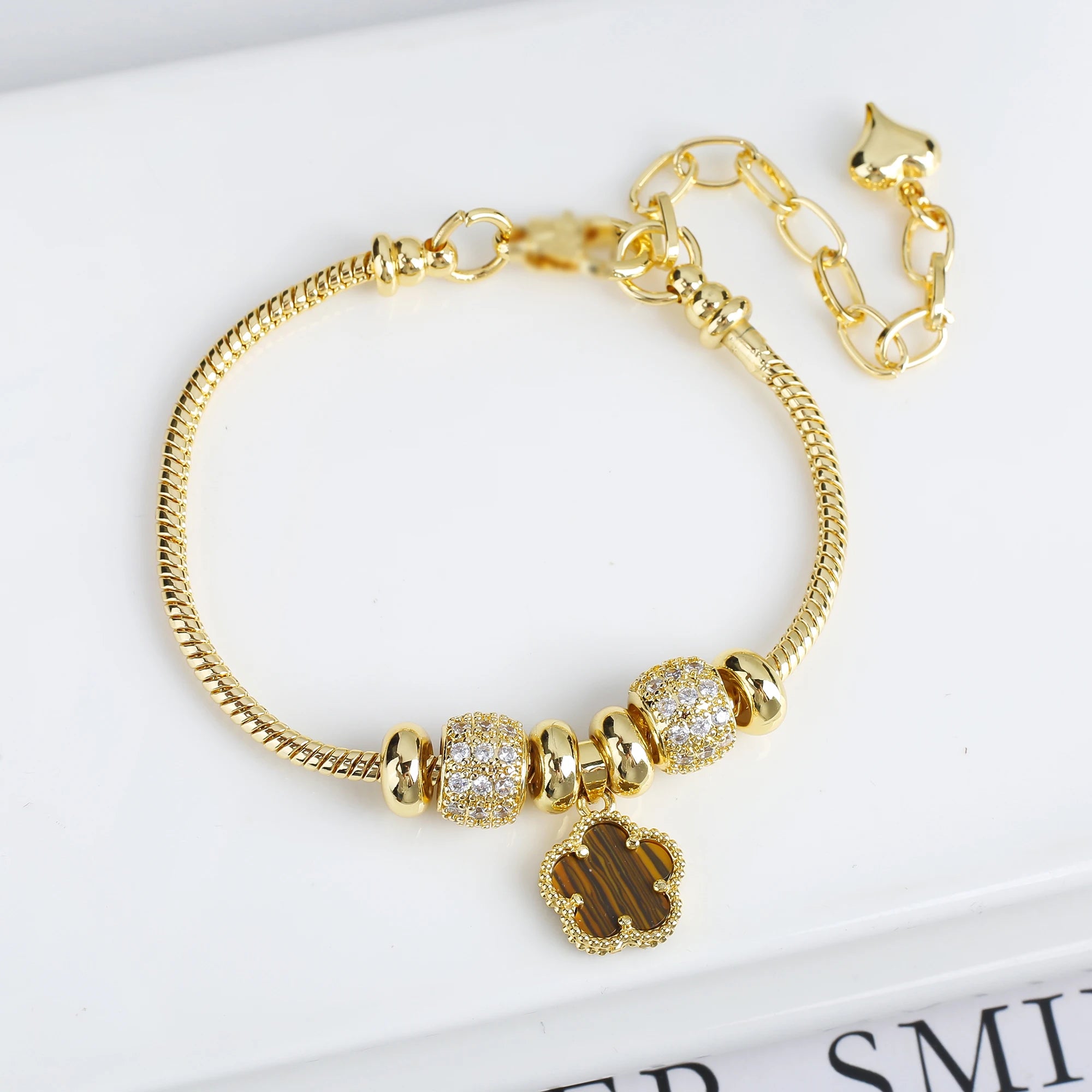 5-Leaf Clover Woven Chain Bracelet – Women’s Luxury Jewelry