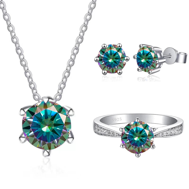 JoyceJelly 1CT D VVS Moissanite Jewelry Set