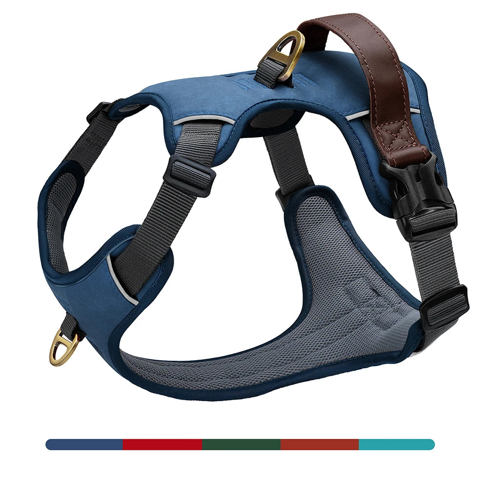 Vintage Dog Harness – Durable PU Leather, Breathable, Control Handle, Retro Style for Small to Large Dogs