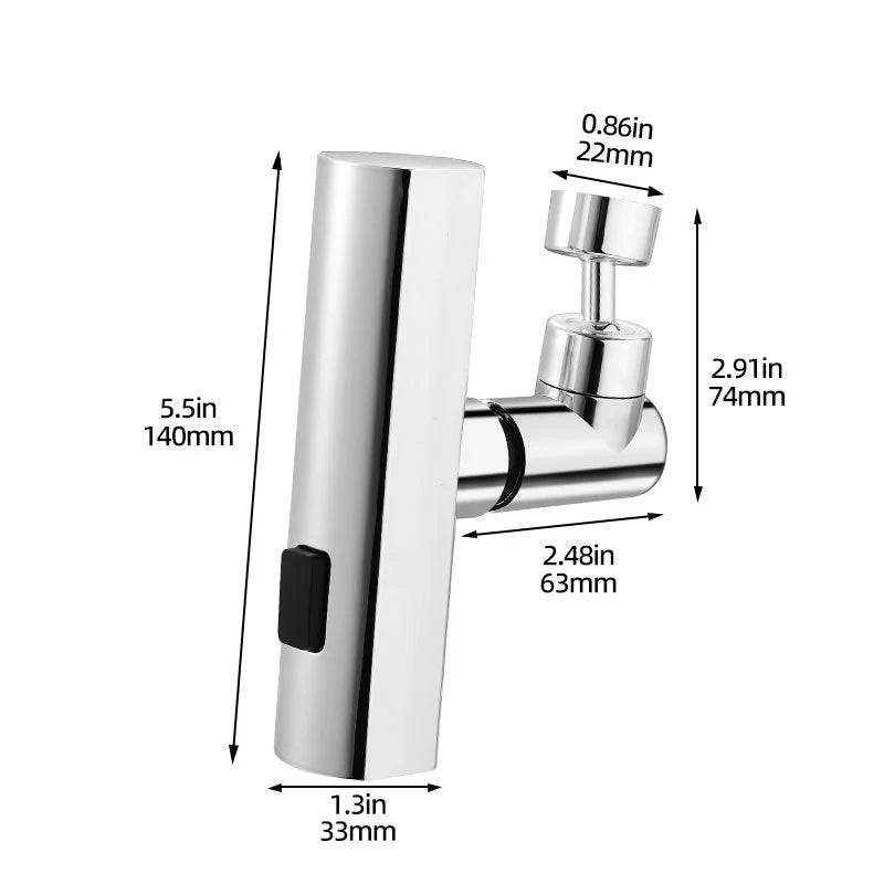 Kitchen Waterfall Swivel Faucet – Three-Mode Splash-Proof Extension Nozzle