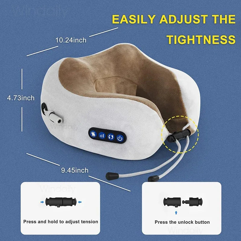 Electric Neck Massager – 3D Shiatsu, Heat & Vibration, U-Shaped Pillow, Shoulder & Cervical Pain Relief