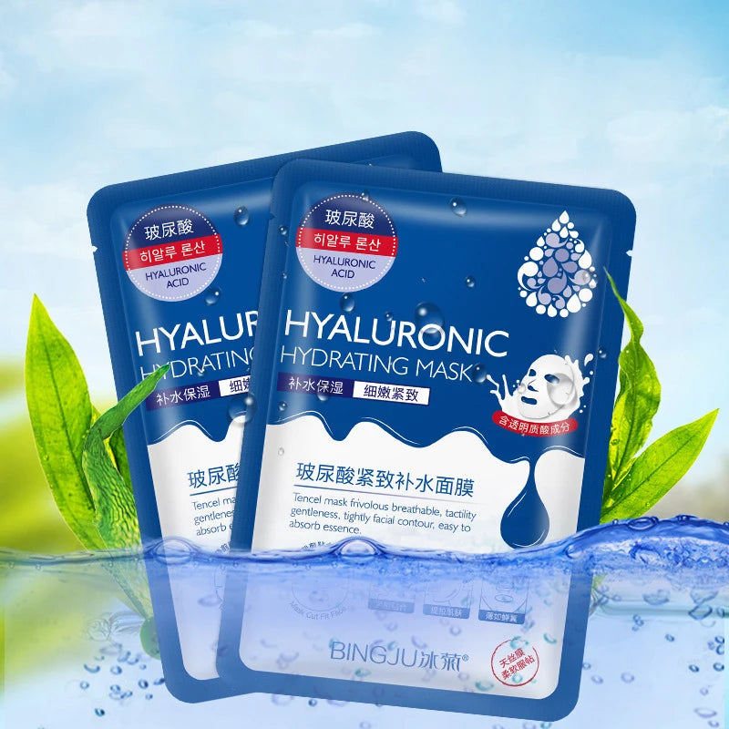 10PCS Hyaluronic Acid Face Mask – Moisturizing, Oil-Control, Anti-Aging, Whitening