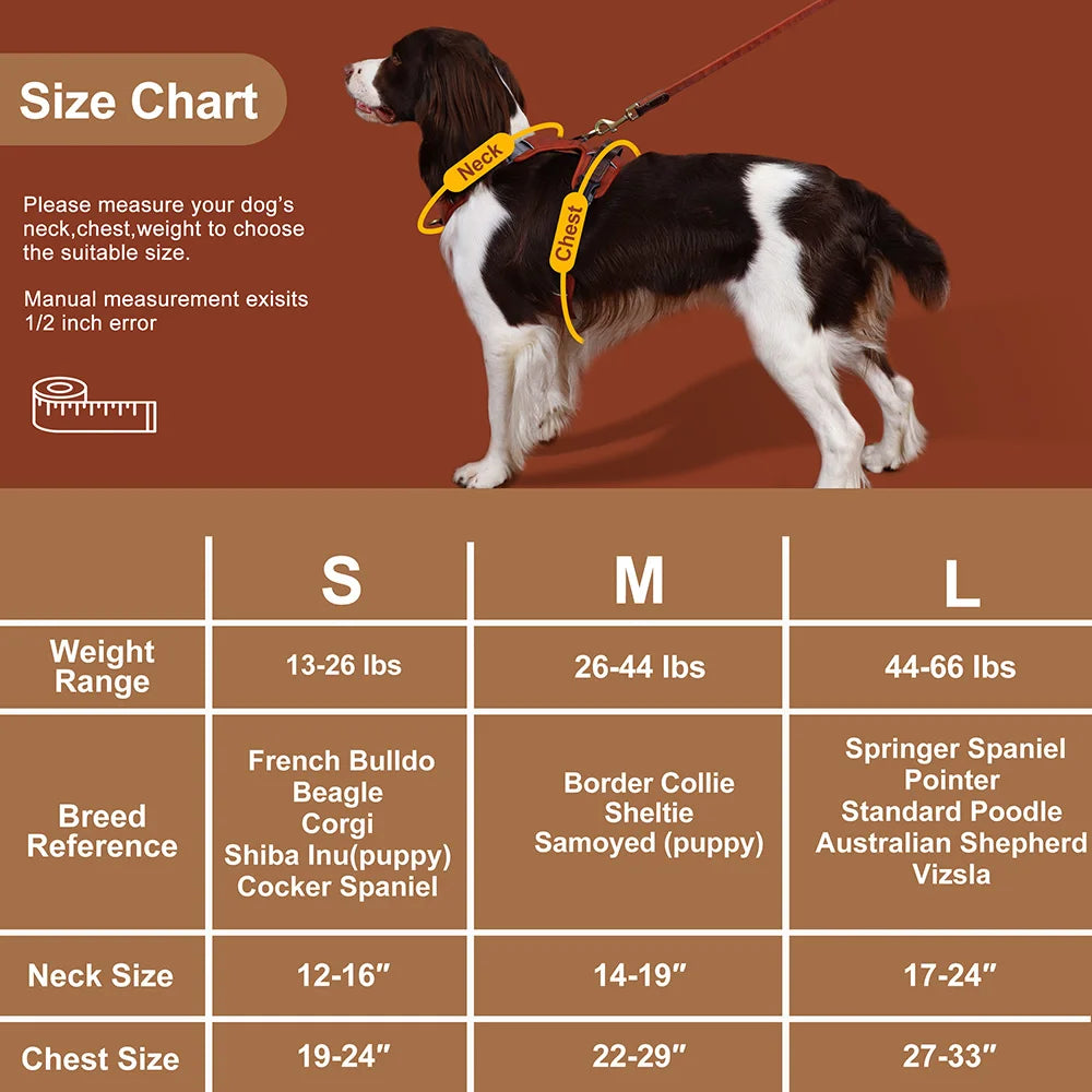 Vintage Dog Harness – Durable PU Leather, Breathable, Control Handle, Retro Style for Small to Large Dogs