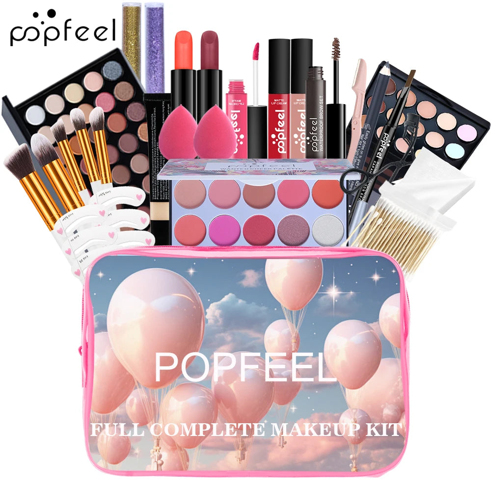 POPFEEL Face Makeup Set – Eyeshadow, Blush & Brushes, Beginner-Friendly, Gift Idea
