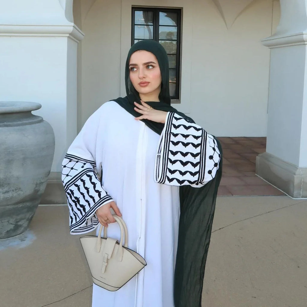 Embroidered Muslim Abaya – Middle Eastern Loose Cardigan Robe for Women