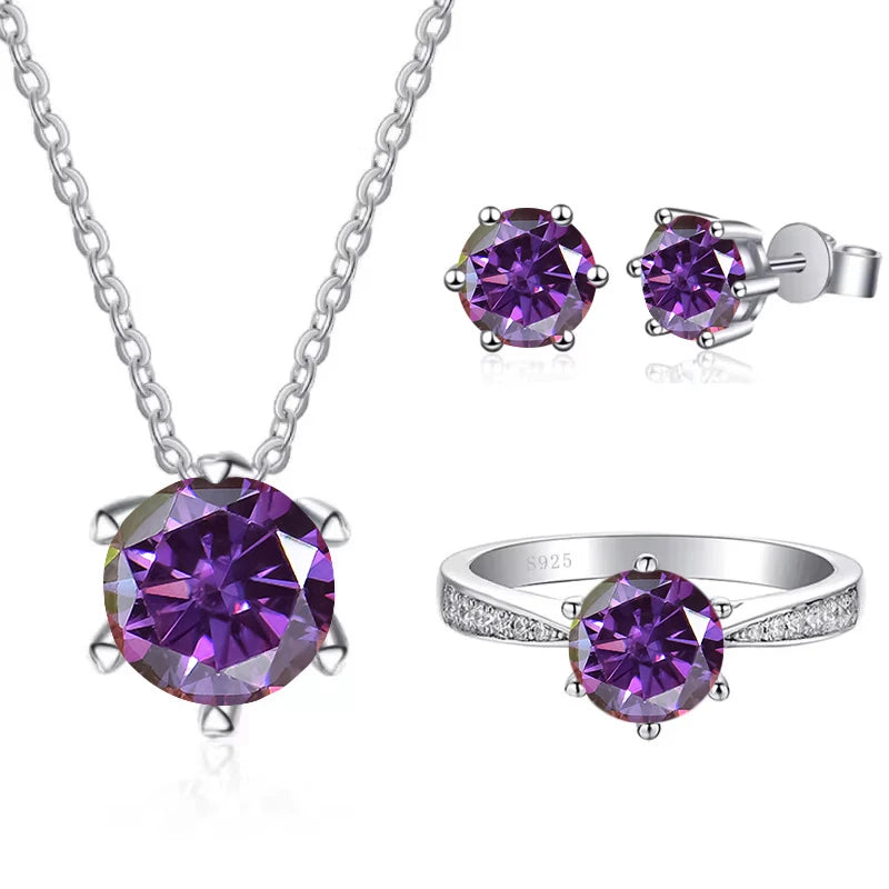 JoyceJelly 1CT D VVS Moissanite Jewelry Set