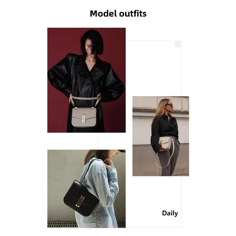 Light Luxury Tofu Shoulder Bag – Small Genuine Leather Women’s Crossbody