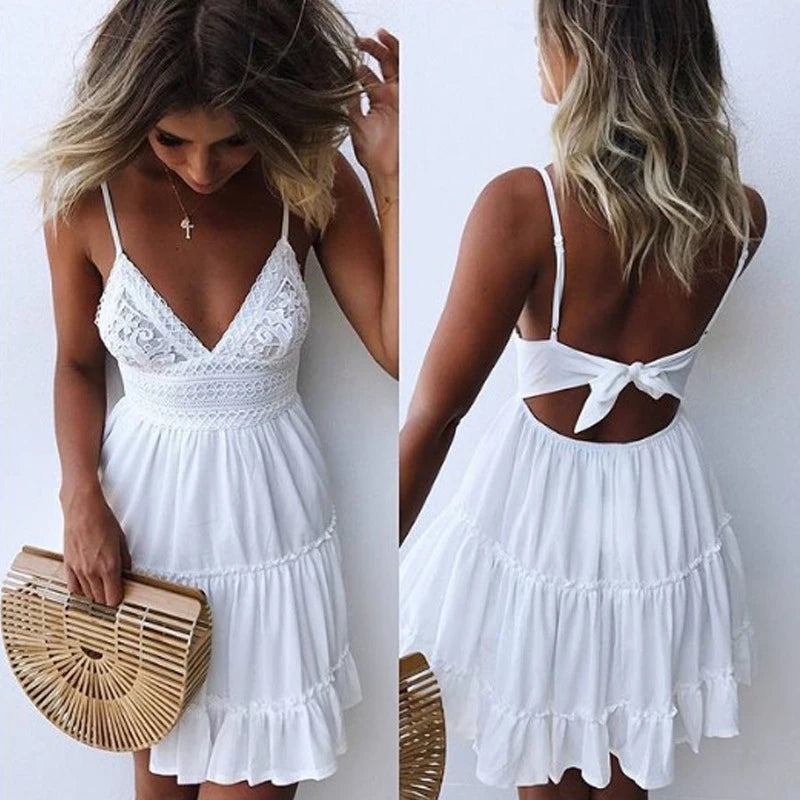 Sexy Lace Backless Spaghetti Strap Dress